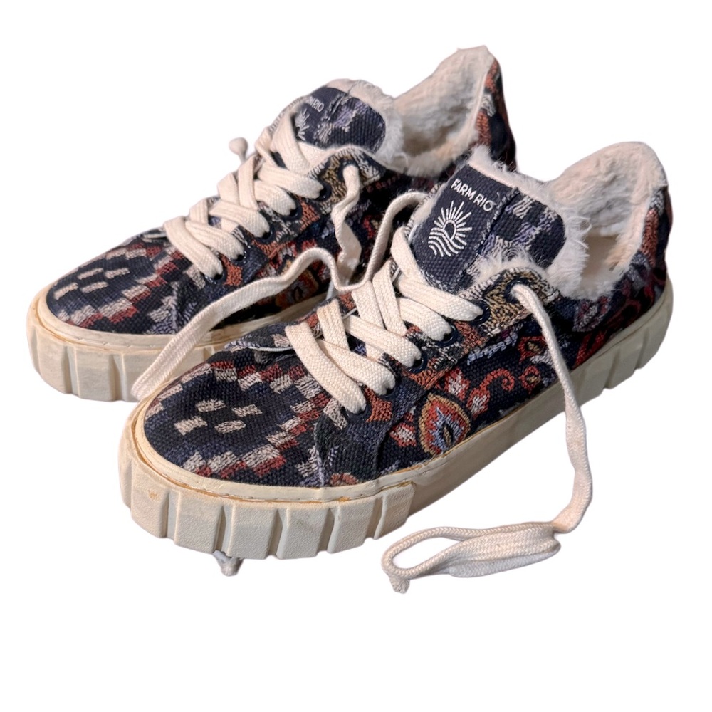 Farm Rio Women’s Anika Platform Sneaker Navy Blue Tapestry US 7.5